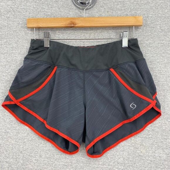 Moving Comfort Shorts Womens Small Gray Orange Trim Athletic Running Gym Fitness - Picture 1 of 11